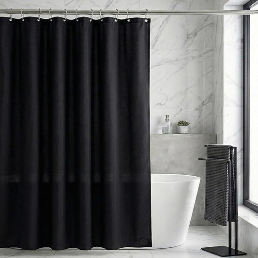 Waterproof Fabric Shower Curtain Liner, TPU Coated, PEVA-Free & Odorless, Hotel Quality, 3 Magnets, Rust-Proof Metal Grommets, Machine Washable, Black, 36x72 Inch