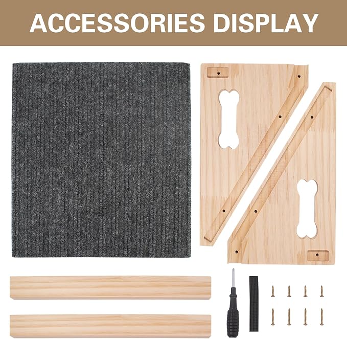 Dog Ramp for Stairs, Wooden Low-Angled Pet Ramps with Anti-Slip Carpet Surface, Step and Stair Assist for Small Medium Dog & Cats, Injured & Aged Pets (2 Pack)