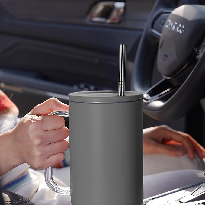 Tomorotec 8-Pack Stainless Steel Straws Fit for Stanley Tumbler 40oz, 12" Metal Straws Fit for Stanley Cup with Brush, Reusable Drinking Straws for Smoothies, Dishwasher Safe and BPA-Free (Black)