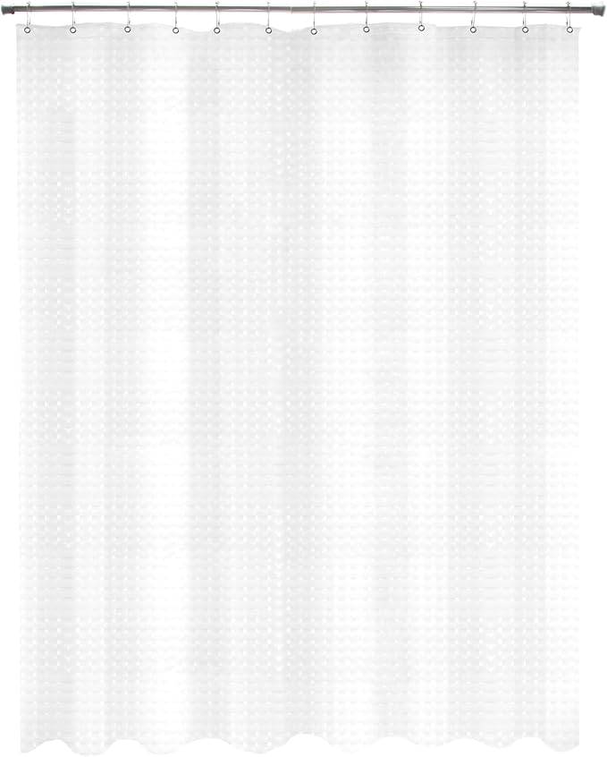 Kenney KN61151 Medium Weight 5 Gauge Embossed Waterproof PEVA Shower Curtain Liner with Rust-Resistant Metal Grommets for Bathroom, 70" W x 72" H, Clear