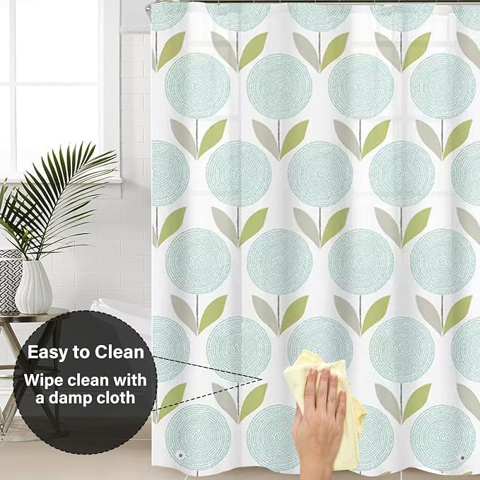 Plastic Shower Liner - Premium EVA 6G Shower Curtain Liner with Rustproof Grommets and 3 Weighted Magnets, Waterproof Shower Curtains for Bathroom (Gerbera, 72" x 72")