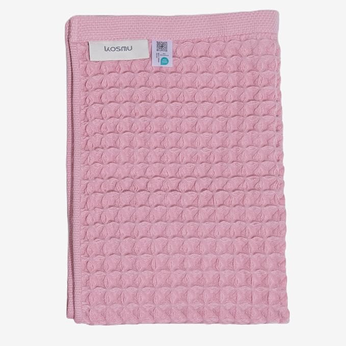 Luxury Organic Japanese Cotton Waffle Bath Towel | Thick, Absorbent, Quick Dry Bathroom Towels for Shower, Sauna, Onsen| Hotel & Spa Quality, Gift-Ready (Sakura Pink, Hand Towel, 32" x 16")