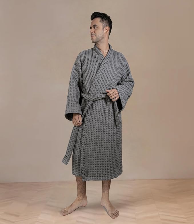 Luxury Organic Japanese Cotton Hotel & Spa Waffle Bathrobe for Men and Women (Hooded/Kimono)