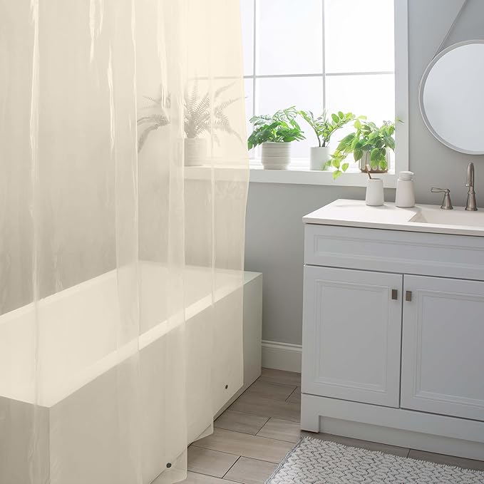 Bath Bliss PVC Heavy Weight Shower Curtain Liner | 4G | 70"x72" | Rust Resistant Copper Grommets | Magnetic Hem | Beige