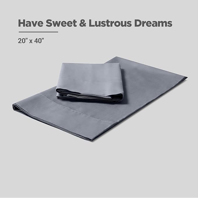 Fabdreams 100% Organic Cotton King Pillowcases | 400 Thread Count | Luxury Hotel Collection | GOTS Certified Long Staple Cotton | Soft & Smoother Than Egyptian Cotton | Set of 2-20" x 40" |Light Gray