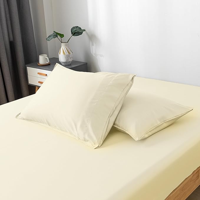 Bella Coterie | Luxury Bamboo Viscose Queen Size Pillowcase Set | 100% Organically Grown | Ultra Soft | Cooling | 2 Pcs [Lemonade]
