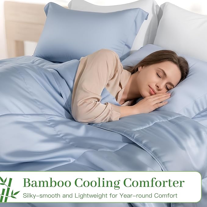 NEXHOME PRO 100% Viscose from Bamboo Comforter Queen Size - Ultra-Soft, Breathable, Lightweight All-Season & Summer Duvet Insert, Natural Temperature Regulating for Cooling Sleep