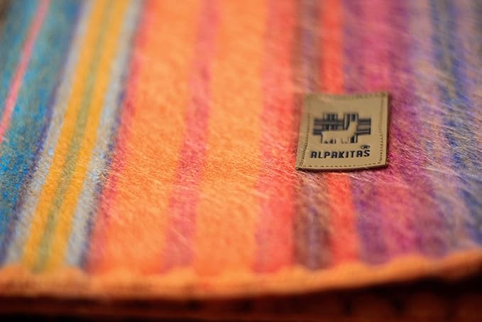 ALPAKITAS Alpaca Wool Blanket - Throw Size Bed Blanket - Alpaca Throw Blanket - Best Gift & Warm Blanket, Lightweight, Couch Blanket or Camp - Outdoor Blanket - 64 x 45 Inches (Orange)