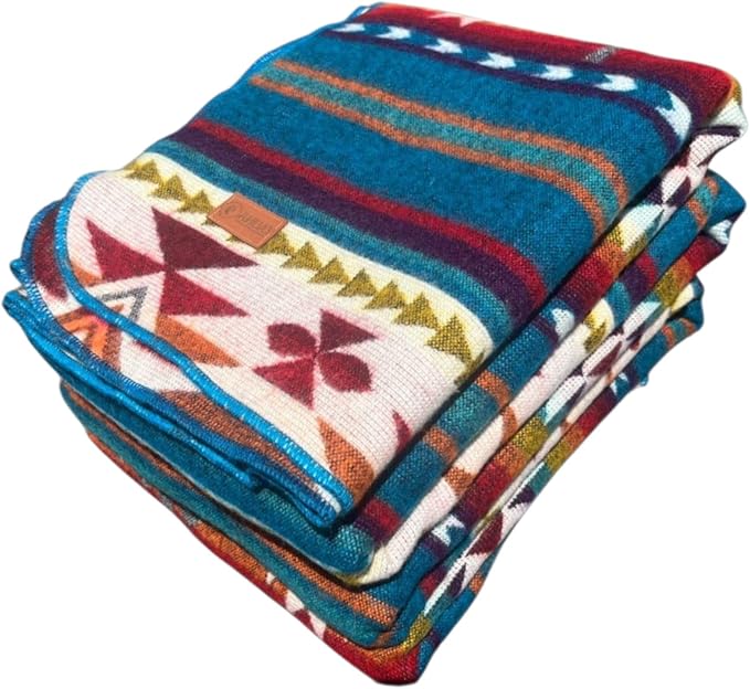 Alpaca Wool Blanket – Warm, Thick, Ultra Soft, Throw 78 x 47, Reversible 2-in-1, Hypoallergenic, Non-Itchy, Washable – Great for Couch, Camping, Travel, Picnics & Cozy Home Comfort, Turquoise