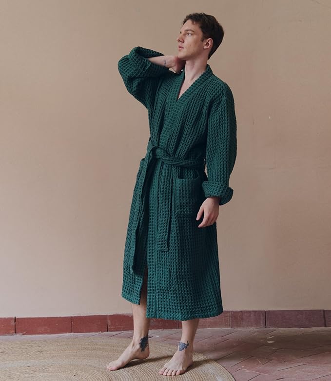 Luxury Organic Japanese Cotton Hotel & Spa Waffle Bathrobe for Men and Women (Hooded/Kimono)