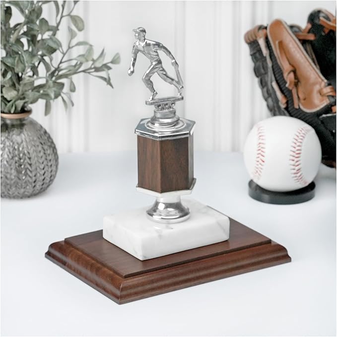 Plymor Solid Walnut Rectangular Wood Display Base with Ogee Edge, 6.875" W x 4.875" D x 0.75" H