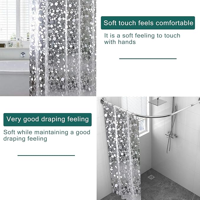 EVA Clear Shower Curtain Liner, 3D Water Cube 5G Shower Liners with 12 Rustproof Metal Grommets and Weighted Magnets, Waterproof Duty for Bathroom 72 x 72