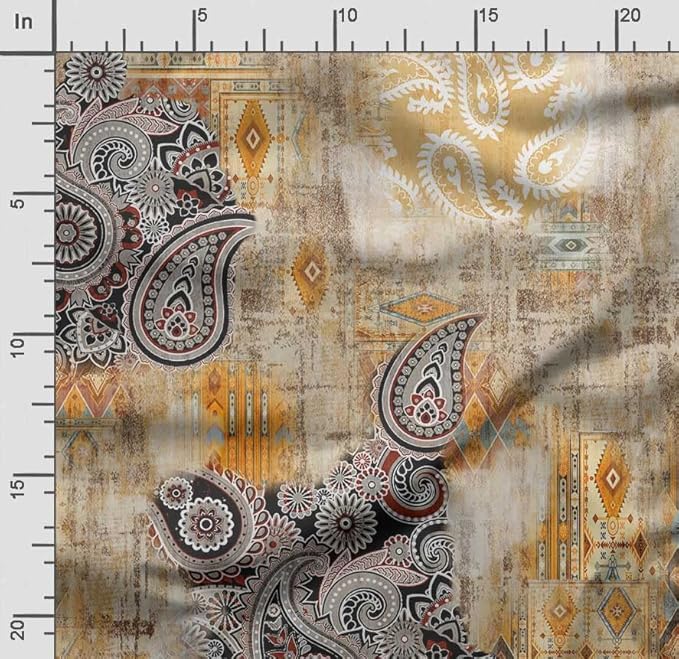 Soimoi Luxurious 58" Wide Orange - Asian Printed, Cotton Jersey Fabric - Perfect Material for Clothing, Home Decor, Craft Projects, 1 Yard