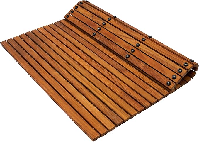 Nordic Teak 100% Solid Teak Wood String Mat - Indoor and Outdoor Use - Non-Slip Wooden Platform for Sauna, Pool, Hot Tub Flooring Decor and Protector (Oiled Finish, 30" X 30")