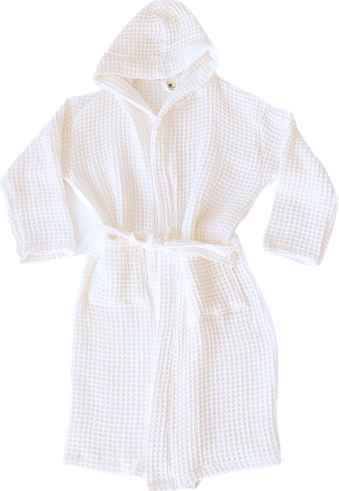 100% Turkish Cotton Men's Waffle Robe with Hooded, Premium Soft Cozy Housecoat or Quick-Dry Bathrobe for Mens
