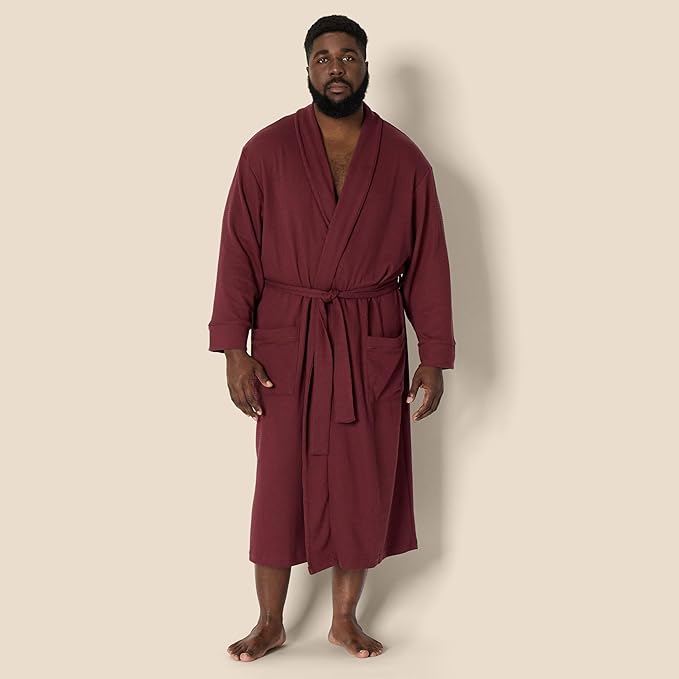 Amazon Essentials Men's Lightweight Cotton Waffle Bathrobe (Available in Big & Tall)