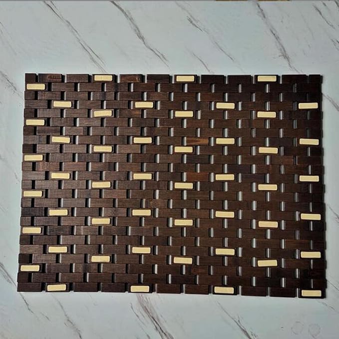 Gazechimp Bamboo Wood Bath Mat, Bathroom Mat, Bathmat Kitchen Rugs for Bathtub, Sauna and Shower, Brown