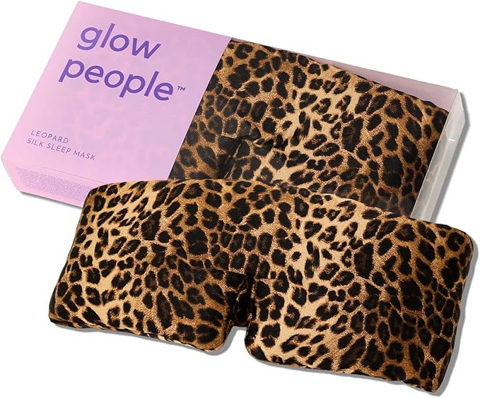 Glow People Silk Sleep Mask – 100% Mulberry Silk Eye Mask for Sleeping, Total Blackout, Cloud-Soft and Adjustable for Beauty Sleep and Travel - Leopard