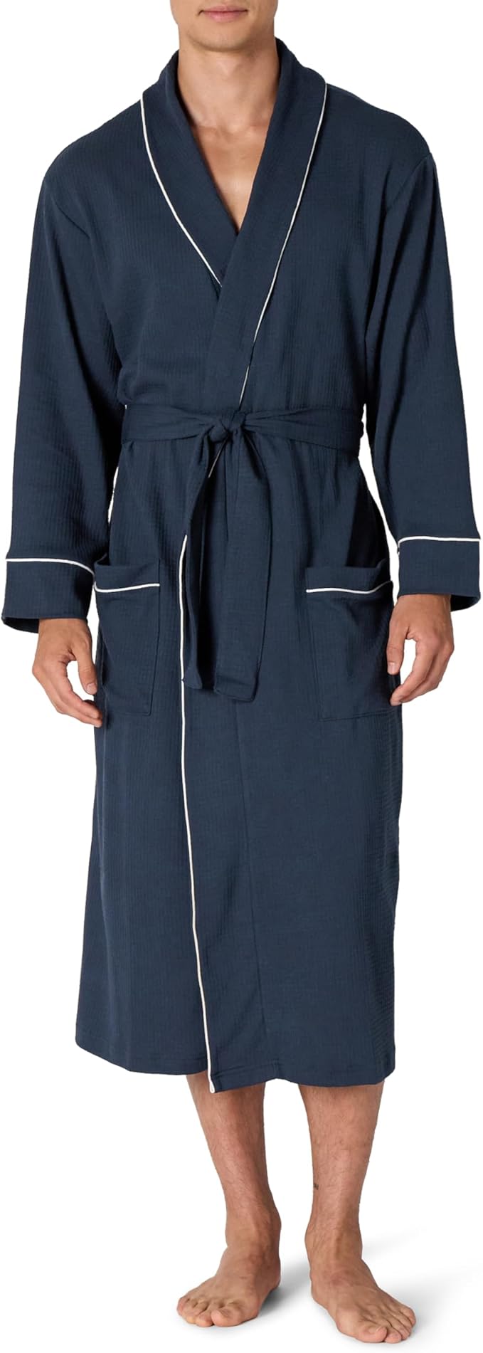 Amazon Essentials Men's Lightweight Cotton Waffle Bathrobe (Available in Big & Tall)