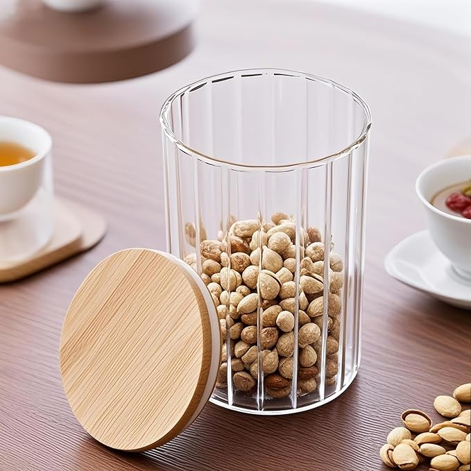 3 Pack 900ml/30.44Oz Glass Containers with Lids for Storage - Airtight Food Storage Container - Glass Jars for Flour Cereal Coffee Beans Tea Sugar