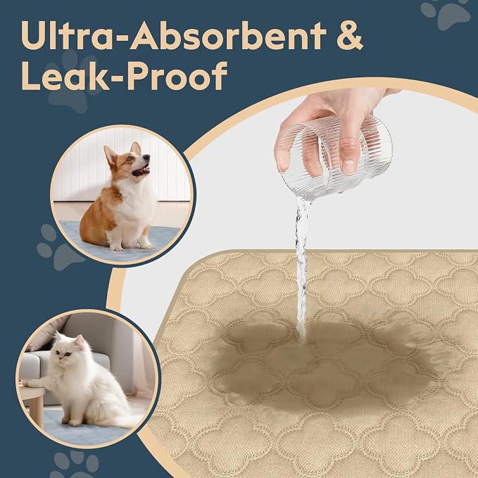 FunFurry Washable Pee Pads for Dogs - 2 Pack Reusable Pee Pads，Waterproof Puppy Pads，Pet Training Pads，Super Absorbent with Dog Paw Shape Non-Slip Backing (Cream, 18" X 24" - 2 Pack)