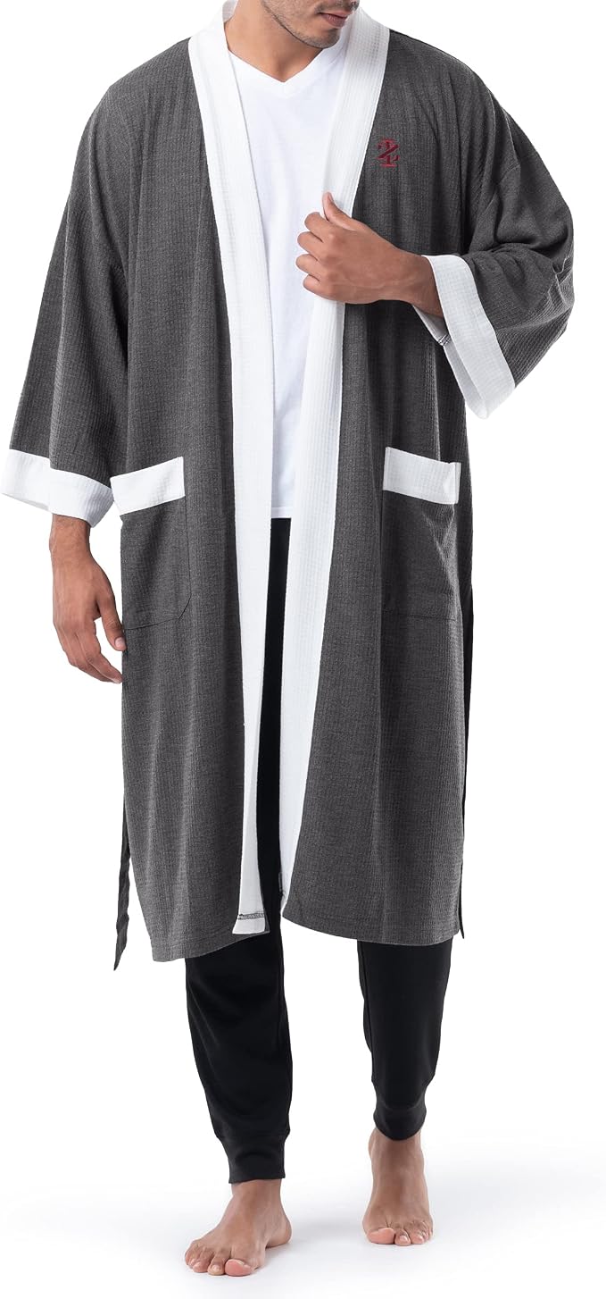 IZOD Men's Waffle Knit Kimono Robe