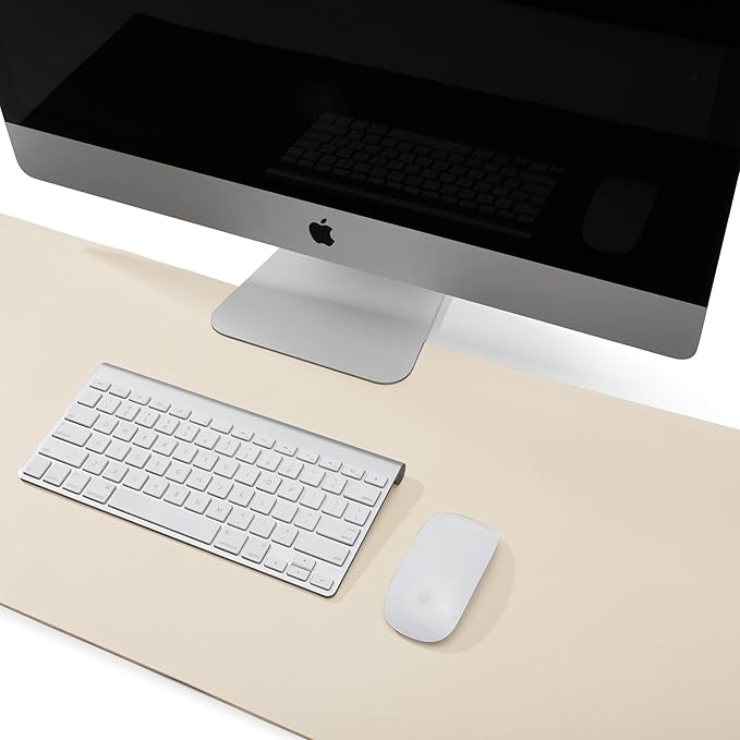 Leatherology Premium Dove Extra Long Modern Desk Pad, Fits Laptop or Monitor, Keyboard and Mouse, Made with Italian Leather