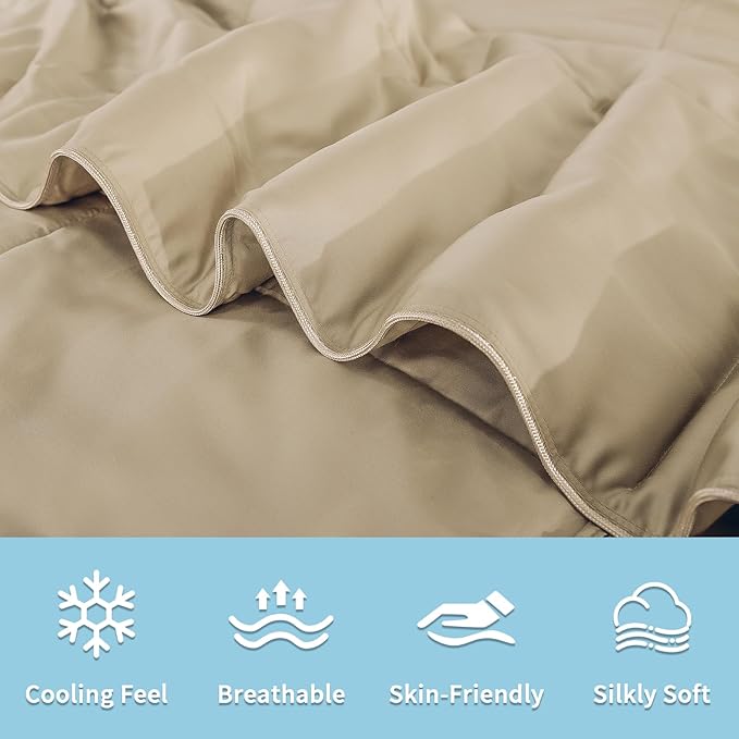 NEXHOME PRO Viscose from Bamboo Comforter Twin Size, Cooling Lightweight Duvet Insert, Organic Natural Summer Bedding Blanket for Hot Sleepers,8 Corner Tabs 90" L x 65" W