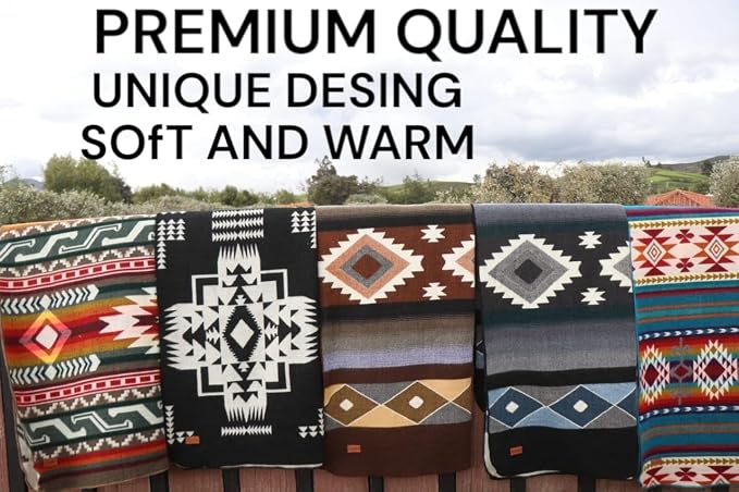 Alpaca Wool Blanket, King Size, Reversible 2 in 1, Thick and Ultra Soft, Hypoallergenic, Non-Itchy, Handmade in Ecuador. Premium Alpaca Wool Thtow Blanket for Cozy Comfort. Blue
