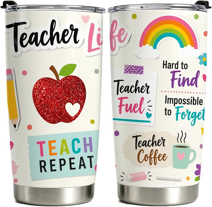 Teacher Tumbler Teacher Appreciation Gifts Back to School Gift for Women | Teacher Week Gift 20oz Insulated Tumbler for Thanksgiving Birthday Back to School Pre K Preschool Christmas Coffee Travel Mug