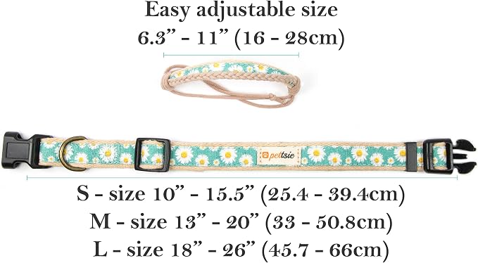 Pettsie Hemp Dog Bandana Collar & Matching Owner Friendship Bracelet | Adjustable, Durable Hemp, Soft & Comfortable, Secure D-Ring, Matching Friendship Bracelet, Green