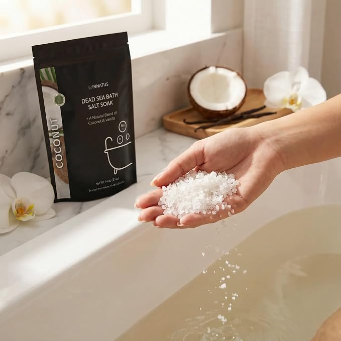 Dead Sea Soothing Bath Salt Soak with 21 Minerals – Relaxing, Detoxifying, and Nourishing for Skin – 14oz, Infused with Natural Oils – Rejuvenate Mind & Body. (Coconut)
