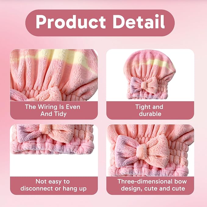 2Pcs Hair Towel Wrap for Women, Microfiber Hair Towel, Soft Coral Fleece Quick-Drying Hair Wrap Towels, Lightweight and Absorbent for Wet Hair, Perfect for Home and Salon Use