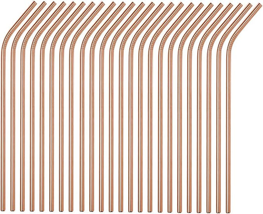 50-Pack Stainless Steel Straws,Super Long 10.5 Inch Drinking Metal Straws for 30oz/20oz Tumblers Yeti Cups Travel Mugs,Reusable Rustproof Dishwasher Safe (All bent 50pcs -10.5" Rose Gold)