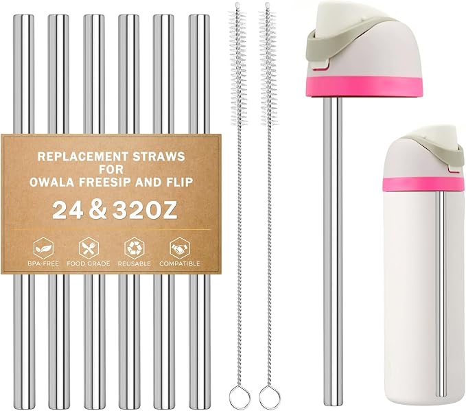 LUCKINEE Drinking Straws Replacement Straw Reusable Straws with Straw Cleaner Brushes for Water Bottle Accessories