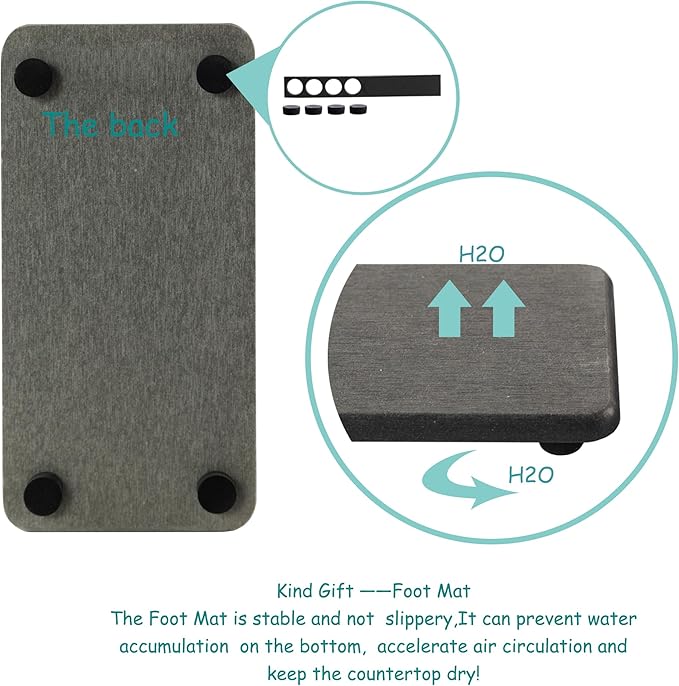 NiuYichee 2 Pcs Water Absorbing Stone Trays, Kitchen/Bathroom Sink Soap Dish, Diatomite Tray Used for Hand Soap & Cosmetic Bottles in The Modern Home, 3.15" W x 6.3" L, Dark Gray