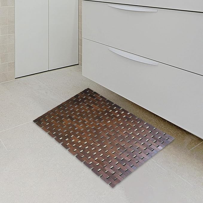 Gazechimp Bamboo Wood Bath Mat, Bathroom Mat, Bathmat Kitchen Rugs for Bathtub, Sauna and Shower, Brown