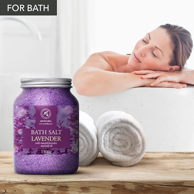 Sea Salt with Natural Lavender Essential Oil – Set of 2 × 46 oz – Aromatherapy Bath Salts – Relaxation & Body Care