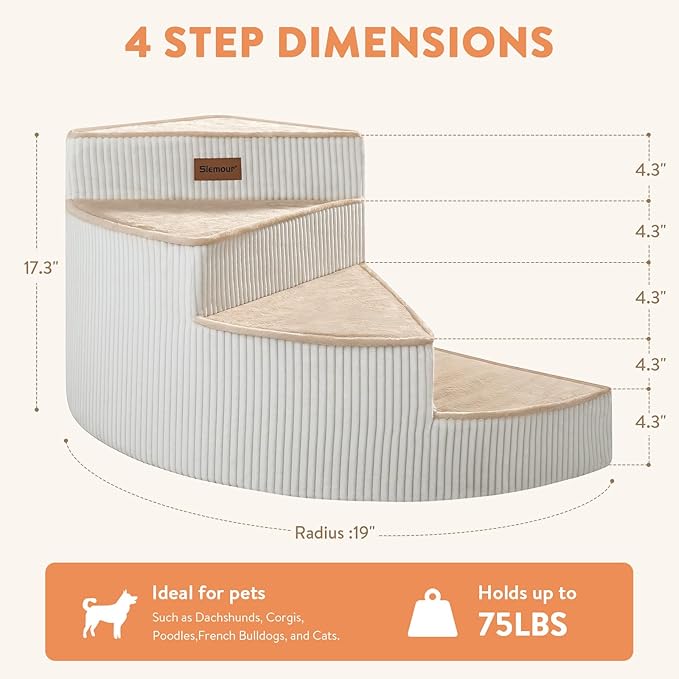 Spiral Dog Stairs for Small Dogs, Waterproof Pet Step for Chair, Sofa and Bed with Non-Slip Bottom