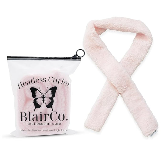 Blush Pink Heatless Styling Hair Curler: No Heat Curling Rod Headband for Overnight Curls. Soft Hair Curlers to Sleep in for Medium to Long Hair