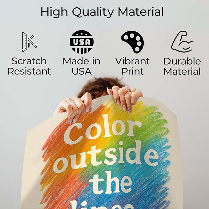 InkFlow Posters Rainbow Typography with Flower Poster - Fun Graphic Print for Kids Bedroom, Playroom, Nursery - Positive Creative Decor - 24x32 Unframed Canvas Print