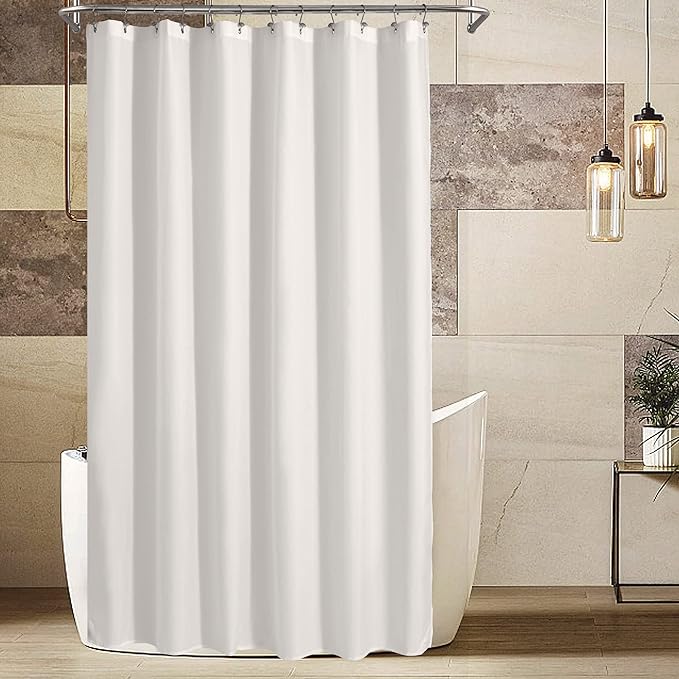 ALYVIA SPRING Extra Long Fabric Shower Curtain Liner Waterproof - 72" x 90", Soft & Lightweight XL Shower Curtain with Magnets, Machine Washable - 72x90, White