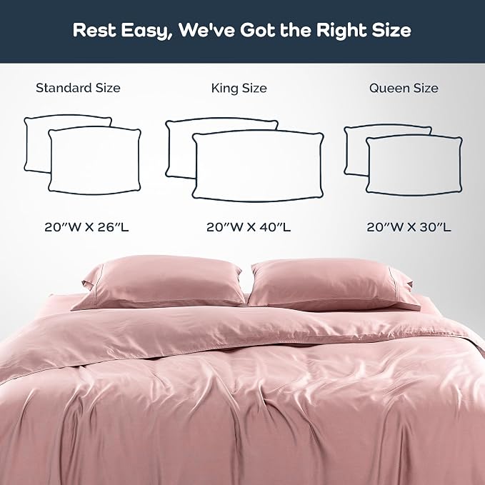 Olive + Crate Tencel Eucalyptus Pillowcases - 100% Tencel Lyocell Cooling Pillow Cases for Hot Sleepers - Hypoallergenic, Moisture-Wicking, Silk Alternative, Vegan - Queen Size Set of 2 [Rose Blush]