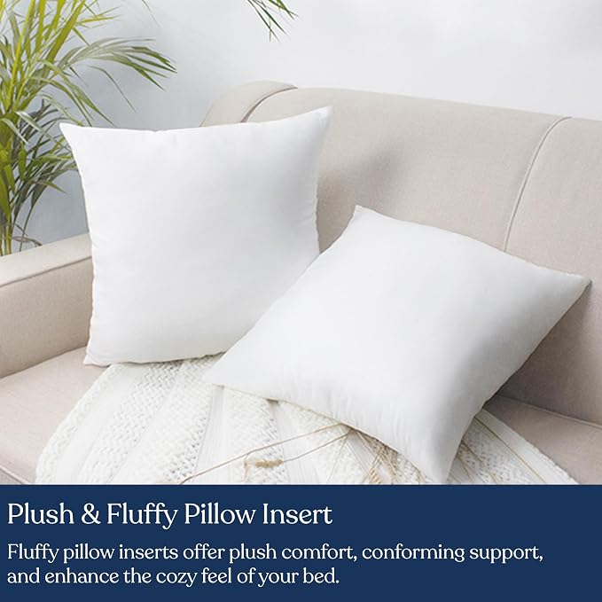 Premium Organic Cotton Pillow Insert Set of 2, 100% White Duck Feather Filling, Down Proof, Organic Cotton Indoor Throw Pillows Insert for Couch, Sofa, Bed (24X24)
