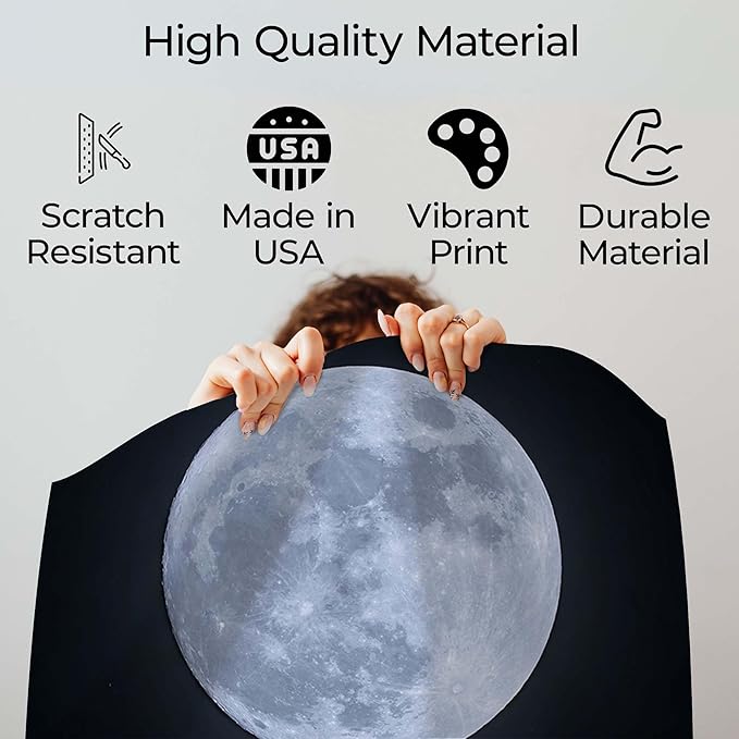 InkFlow Posters Moon and Heart Typography Poster - Romantic Night Sky Illustration - Modern Love Wall Art for Bedroom, Living Room, Home - 16x20 Unframed Canvas Print