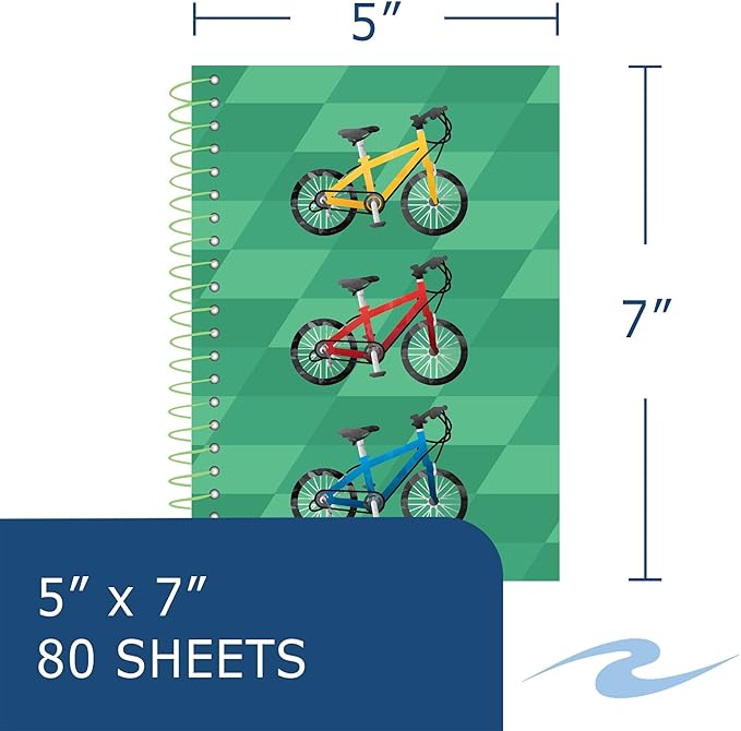 ROARING SPRING Lifenotes Recycled Spiral Notebook, 80 Sheets, 7" x 5", College Ruled, Sold as a 4 Pack of Assorted Covers