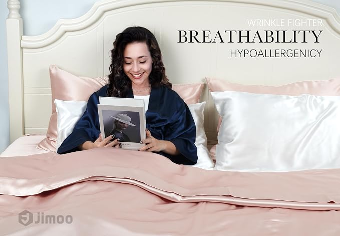 100% Mulberry Silk Pillowcase for Hair and Skin, 22 Momme Pure Natural Silk Pillow Case Both Sided with Zipper, Pillow Cover for Women Mom Men (Light Pink, King 20''×36'', 1 Pack)