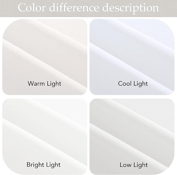 NICETOWN Linen Curtains 84 inch Long 2 Panels Set, 55" Wide White Thick Flax Linen Blend Privacy Window Drapes Rod Pocket & Back Tab with Light Filtering for Bedroom/Living Room, W55 x L84