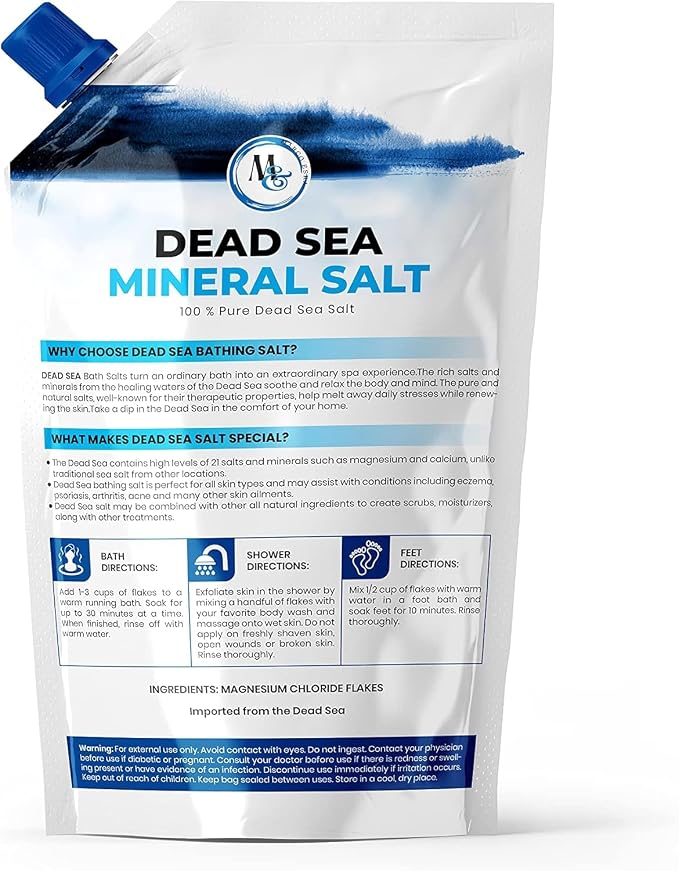 Dead Sea Bath Salt for Bath & Foot Soak, Unscented Fine Grain, 3lb - 4 Pack