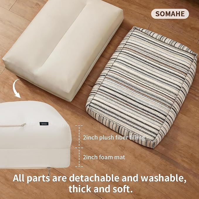 SOMAHE 4 Inch Orthopedic Dog Bed for Crate, 27 x 20 Inch, Orange Chenille | Washable Removable Cover, Waterproof Inner Liner, Non-Slip Bottom, Orthopedic Dog Crate Mattress for Medium & Large Dogs